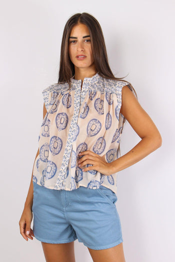 Camicia Senza Manica Fantasia Azzurro - 2