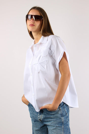 Camicia Applicazione Fiori Bianco - 3