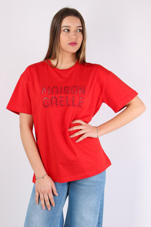 T-shirt Ricamo Maison Rosso