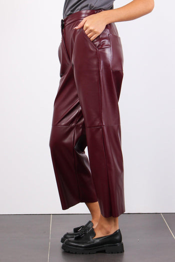 Pantalone Cropped Ecopelle Bordeaux - 3