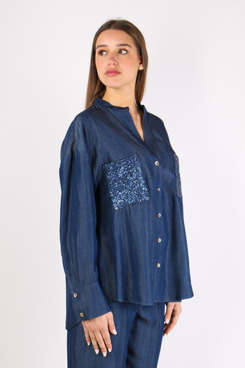 Camicia Chambry Inserto Paille Blu - 6