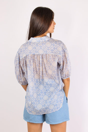 Camicia Manica Sbuffo Azzurro - 4