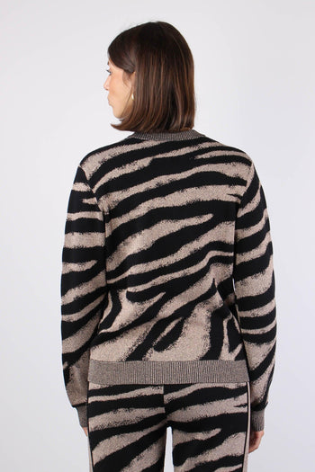 Maglia Zip Zebra Lurex Nero/rosegold - 3