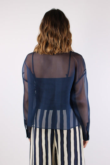 Colomba Camicia Seta Blu - 4