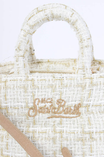 Shopping Mini Scritta Tweed White - 4