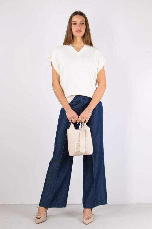 Maglia Manica Scesa Viscosa Latte