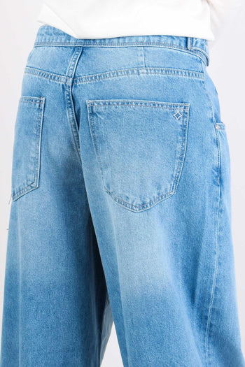 Denim Palazzo Bottoni Denim Medio - 7