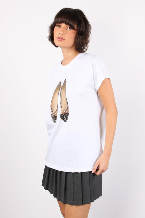 T-shirt Stampa Ballerina Bicol Bianco - 2