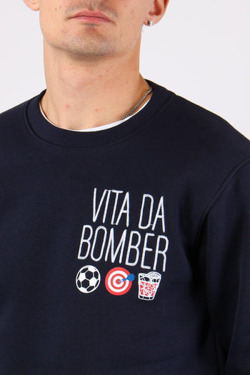 Felpa Ricamo Vita Da Bomber Blu - 5