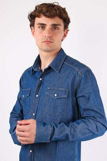 Camicia Denim Slim Fit Denim Scuro - 6