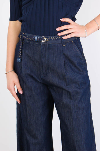 Pantalone Flare Chambry Denim Blue Dark - 7