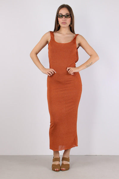 Abito Lurex Scavo Dietro Arancio