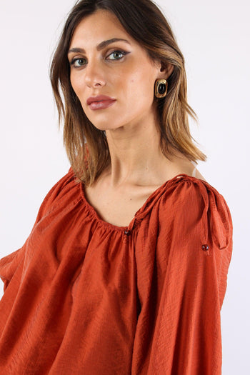 Blusa Scavo Sceso Laccetti Col Ruggine - 8