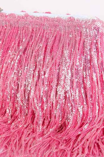 Pochette Paillettes Frange Pink - 8