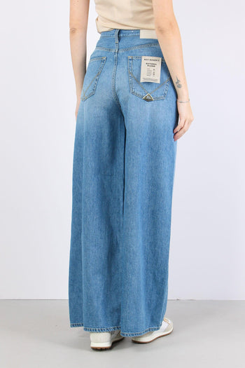 Denim Wide Misto Lino Denim Chiaro - 4
