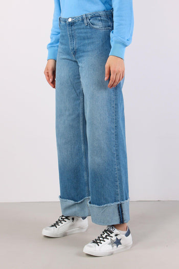 Denim Maxi Risvolto Cinta Bassa Denim Medio - 3