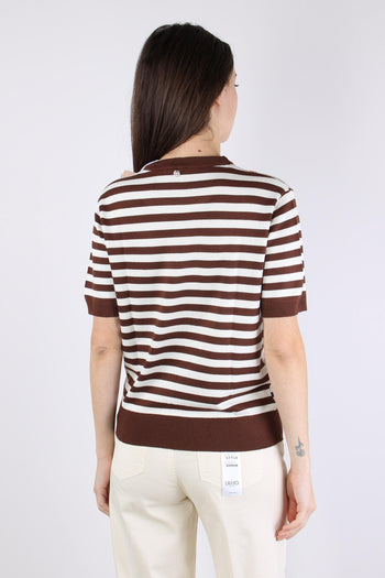Maglia Riga Manica Corta Foulard/bisco - 5