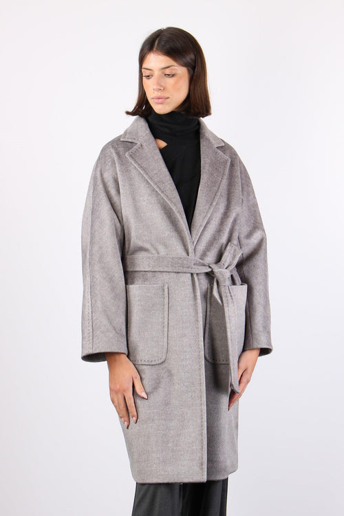 Cappotto Cinturato Cucitura Grigio