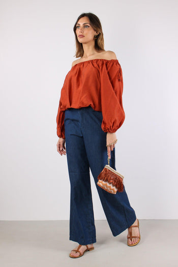 Blusa Scavo Sceso Laccetti Col Ruggine - 5