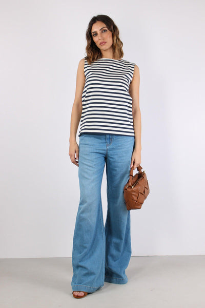 Multih T-shirt Smanicata Riga Ecru/blu