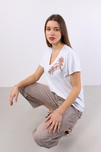 T-shirt Scavo V Applicazione F Bianco - 4