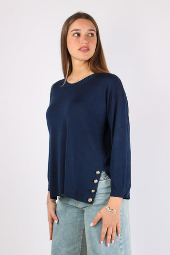 Maglia Over Bottone Fondo Blu - 3