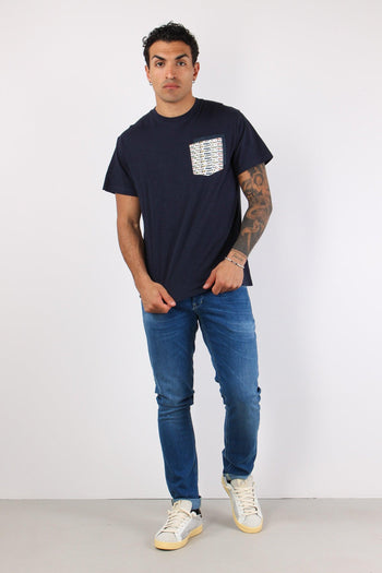 T-shirt Girocollo Taschino Blue - 5