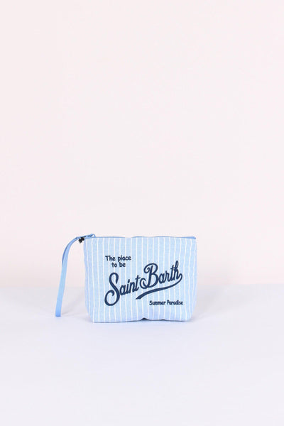 Aline Pochette Canvas Righe Blu/bianco