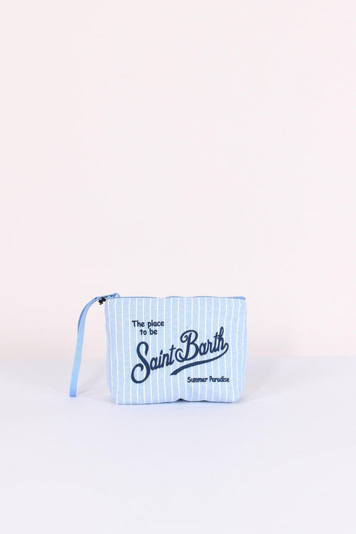 Aline Pochette Canvas Righe Blu/bianco