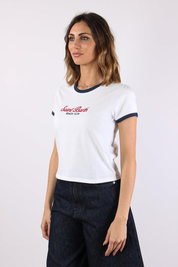 T-shirt Profilo Contrasto Bianco/blu - 3