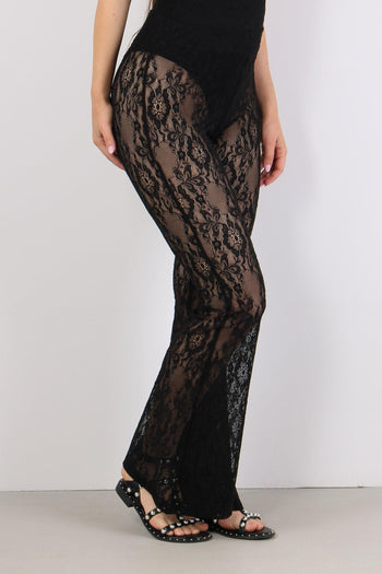 Silvia Pantalone Svasato Pizzo Nero - 6