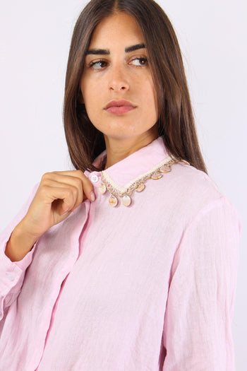 Camicia Lino Passamaneria Coll Rosa - 9