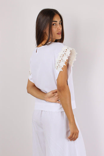 T-shirt Squadrata Macrame Bianco - 3