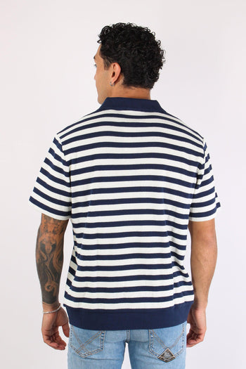Polo In Maglia Riga Navy/cream - 4