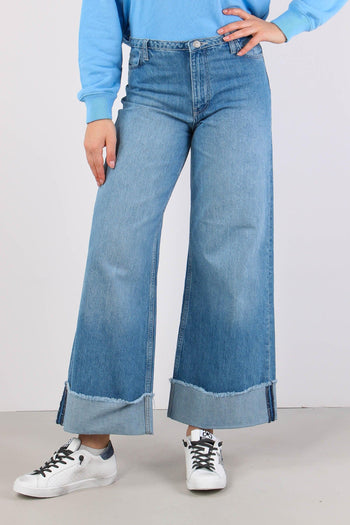 Denim Maxi Risvolto Cinta Bassa Denim Medio - 2