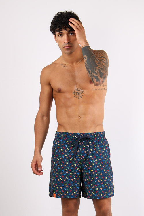 Costume Boxer Stampa Vespe Navy Blue