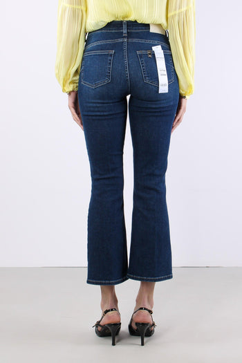 Jeans Trombetta Bottoni Denim Scuro - 3