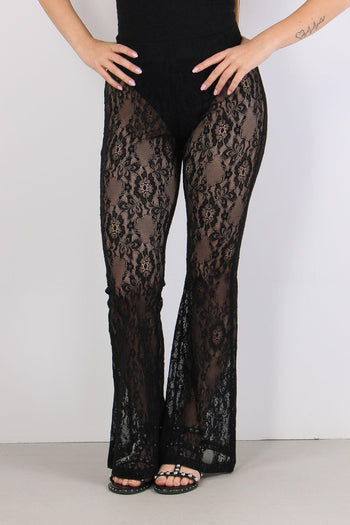 Silvia Pantalone Svasato Pizzo Nero - 2