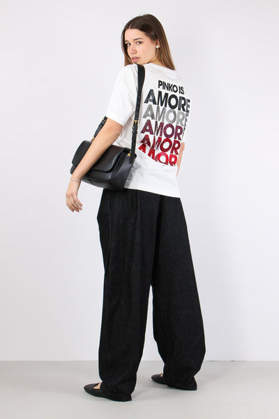 Strepitoso T-shirt Logo Strass Bianco/rosso