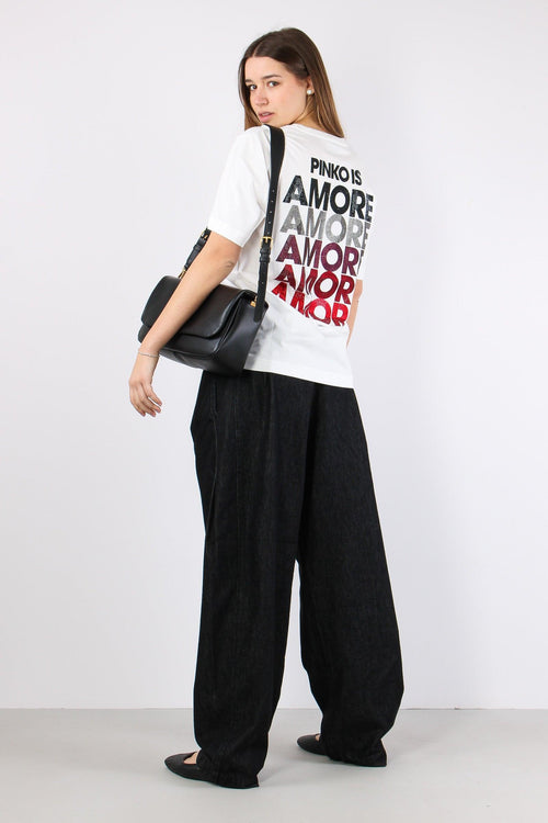 Strepitoso T-shirt Logo Strass Bianco/rosso