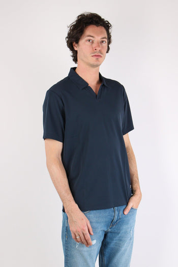 Polo Tessuto Tecnico Blu Navy - 7