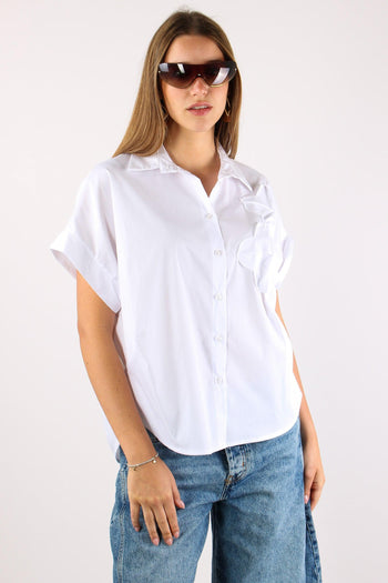 Camicia Applicazione Fiori Bianco - 6