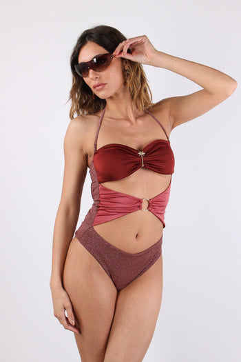 Costume Intero Lurex Aperture Amaranto - 7