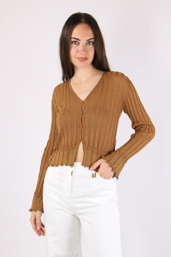 Cardigan Lurex Cammello - 2