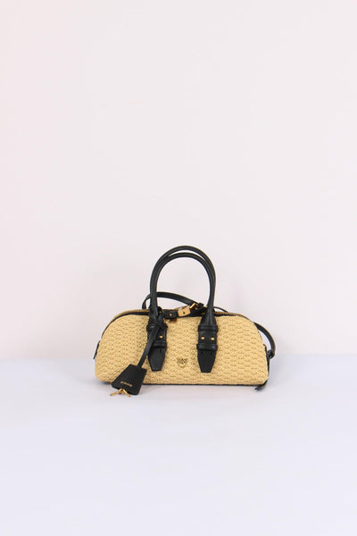 Bowling Bag Rafia Rafia/nero