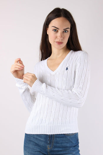 Pullover Trecce Scollo V White - 5
