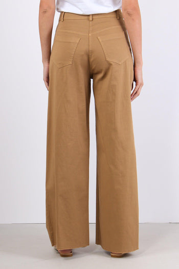 Pantalone Cotone Gamba Larga Cammello - 4