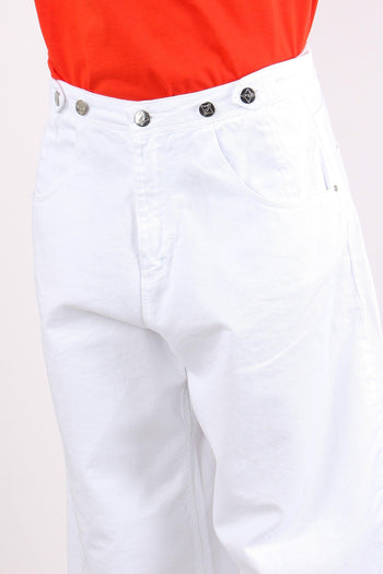 Denim Palazzo Bottoni Bianco - 7