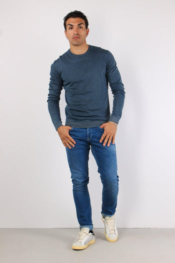 Girocollo Basico Cotone Night Blue - 2