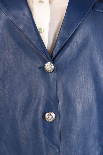 Giacca Squadrata Ecopelle Blu - 8